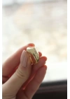 Punta Zirkon Taşlı Gold Kaplama Kadın Yüzük