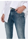 Püsküllü Paça Slim Fit Yüksek Bel Kadın Kot Pantolon