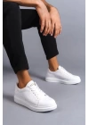 SLW151 Boost Bağcıklı Cilt Erkek Günlük Sneaker Ayakkabı BT - Beyaz