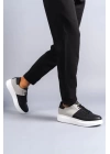 SLW151 Boost Bağcıklı Cilt Süet Erkek Günlük Sneaker Ayakkabı BT - Siyah/Gri