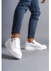 SLW155 Warrior Bağcıklı ve Fermuarlı Cilt Erkek Günlük Sneaker Ayakkabı BT - Beyaz