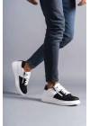SLW155 Warrior Bağcıklı ve Fermuarlı Cilt Erkek Günlük Sneaker Ayakkabı BT - Beyaz/Siyah