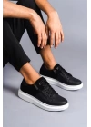 SLW155 Warrior Bağcıklı ve Fermuarlı Cilt Süet Erkek Günlük Sneaker Ayakkabı BT - Siyah