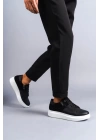 SLW155 Warrior Bağcıklı ve Fermuarlı Cilt Süet Erkek Günlük Sneaker Ayakkabı BT - Siyah