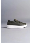 SLW161 Hippo Bağcıksız Cilt Erkek Günlük Sneaker Ayakkabı BT - Haki