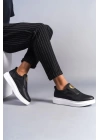 SLW161 Hippo Bağcıksız Cilt Erkek Günlük Sneaker Ayakkabı BT - Siyah
