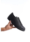 SLW165 Elite Bağcıklı Cilt Erkek Günlük Sneaker Ayakkabı ST - Siyah