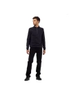 Yarım Fermuar Pike Kumaş Sweatshirt SIYAH