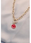 Yeni Sezon Kırmızı Renk Smile Model Retro Gold Metal Kolye