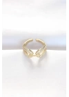 Zirkon Taşlı Gold Renk Ayarlanabilir Yüzük