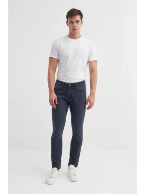 0711 Terry Slim Fit Boru Paça Normal Bel Erkek Kot Pantolon Lacivert