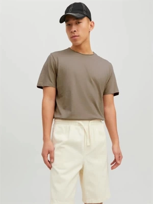 12182498 Yırtık Yaka  Oval Kesim Erkek Tshirt Bej
