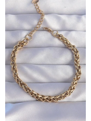 316L Çelik Gold Renk Burgu Zincir Bileklik