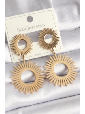 316L Çelik Gold Renk Güneş Model Kadın Küpe