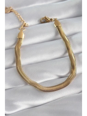 316L Çelik Gold Renk Kalın İtalyan Zincir Model Kadın Bileklik