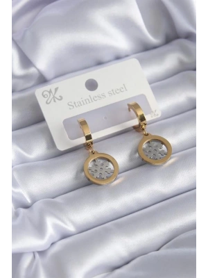 316L Çelik Gold Renk Kar Tanesi Model Kadın Küpe