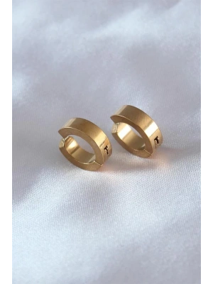 316L Çelik Gold Renk Sıkıştırmalı Erkek Küpe