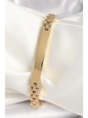 316L Çelik Gold Renk Zincir Künye Model Erkek Bileklik