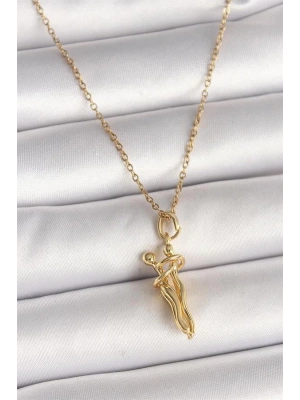 316L Çelik Gold Renk Zincir Sarılma Model Kadın Kolye