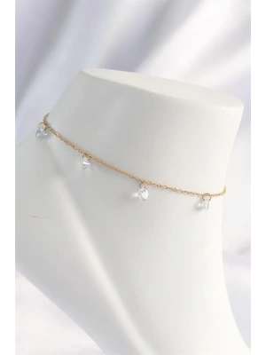 316L Çelik Gold Renk Zirkon Taşlı Halhal