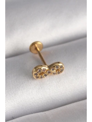 316L Çelik Gold Renk Zirkon Taşlı Sonsuzluk Model Tragus Piercing