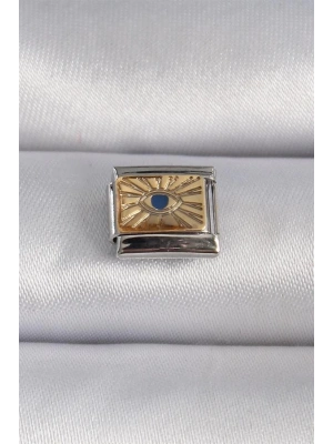 316L Çelik Gümüş Renk Altın Göz İşlemeli Nomination Charm