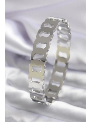 316L Çelik Gümüş Renk Geçme Halka Model Kadın Kelepçe