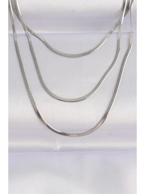 316L Çelik Gümüş Renk İtalyan Zincir Çoklu Kolye