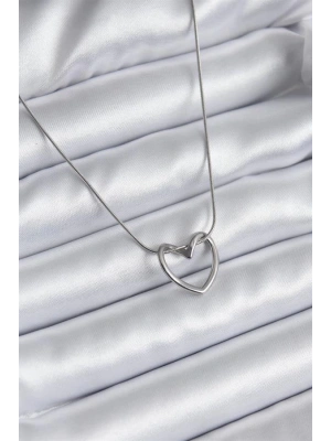 316L Çelik Gümüş Renk Kalp Model Kadın Kolye