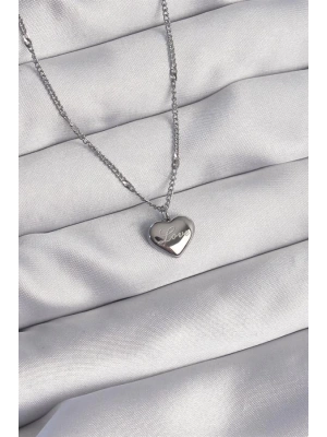 316L Çelik Gümüş Renk Kalp Model Love Kolye
