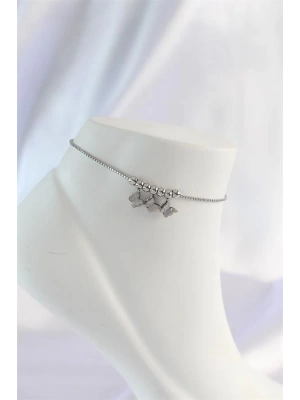 316L Çelik Gümüş Renk Minimal Kelebek Tasarımlı Halhal