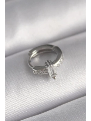 316L Çelik Gümüş Renk Zirkon Taşlı Tragus Piercing