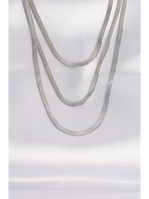 316L Çelik İtalyan Zincir Gümüş Renk Çoklu Kolye