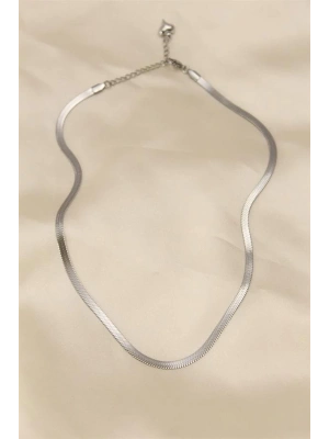 316L Çelik Silver Renk 45 cm İtalyan Zincir Model Kadın Kolye