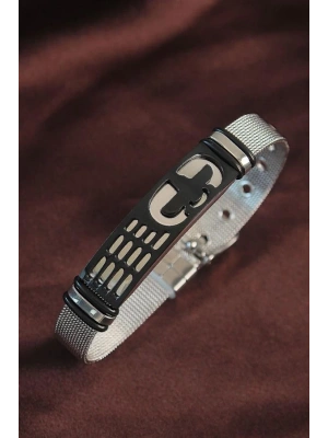 316L Çelik Siyah Antik Mısır Kartalı Ayarlanabilir Hasır Kordonlu Bileklik