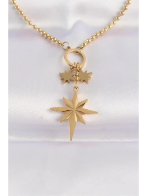 316L Çelik Zincir Altın Renk Kutup Yıldızı Kolye