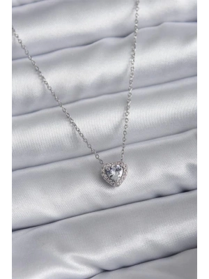 316L Çelik Zincir Zirkon Taşlı Charm Kadın Kolye