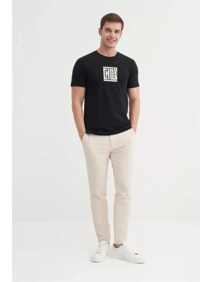 4165 Bisiklet Yaka Baskılı Erkek T-Shirt SİYAH