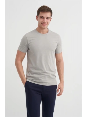 4623 Bisiklet Yaka Basıc Erkek T-Shirt Gri