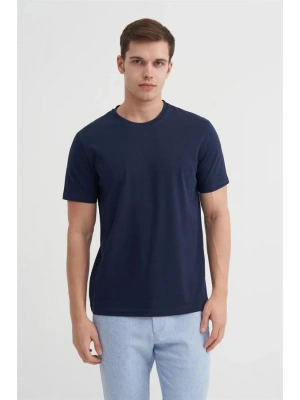 4623 Bisiklet Yaka Basıc Erkek T-Shirt Lacivert