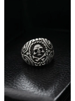 Ayarlanabilir Desenli Kurukafa Model Erkek Yüzük