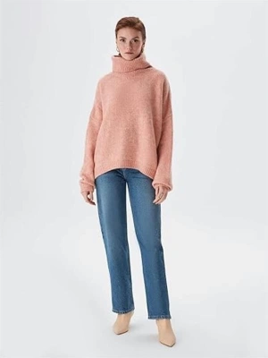 Balıkçı Yaka Oversıze Örme Kadın Kazak