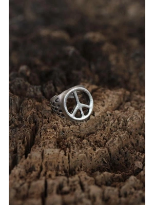 Barış İşareti Tasarımlı Ayarlamalı Erkek Yüzük