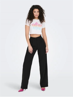 Baskılı Bisiklet Yaka Crop T-Shirt