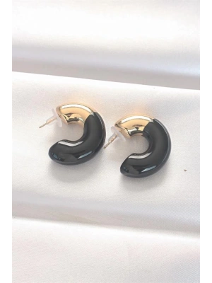 CCB Siyah Gold Çift Renk Küpe