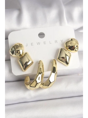 Gold Renk Kalp Halka Model CCB Plastik Kadın Küpe Seti