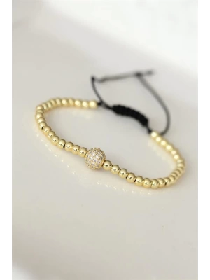 Gold Renk Zirkon Taşlı Çelik Bileklik