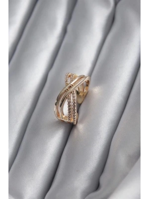 Gold Renk Zirkon Taşlı Kadın Yüzük