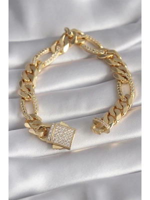 Gold Renk Zirkon Taşlı Zincir VIP Exclusive Seri Gurmet Model Kadın