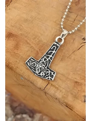 Gümüş Renk Metal Aksesuarlı Top Zincirli Erkek Kolye